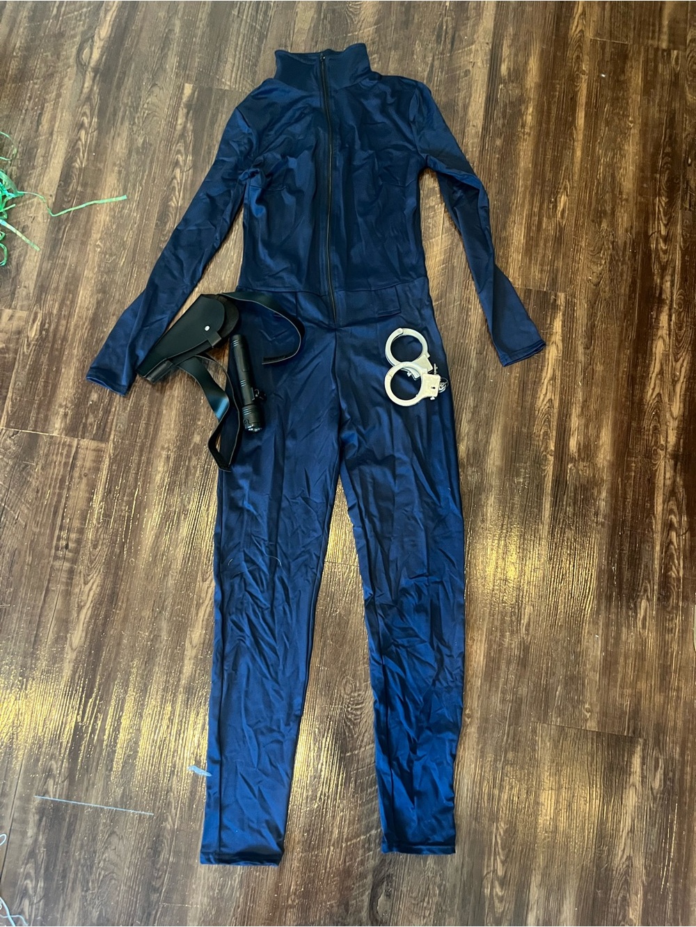 Spirit Navy Zip-Front Long-Sleeve Police Jumpsuit costume S